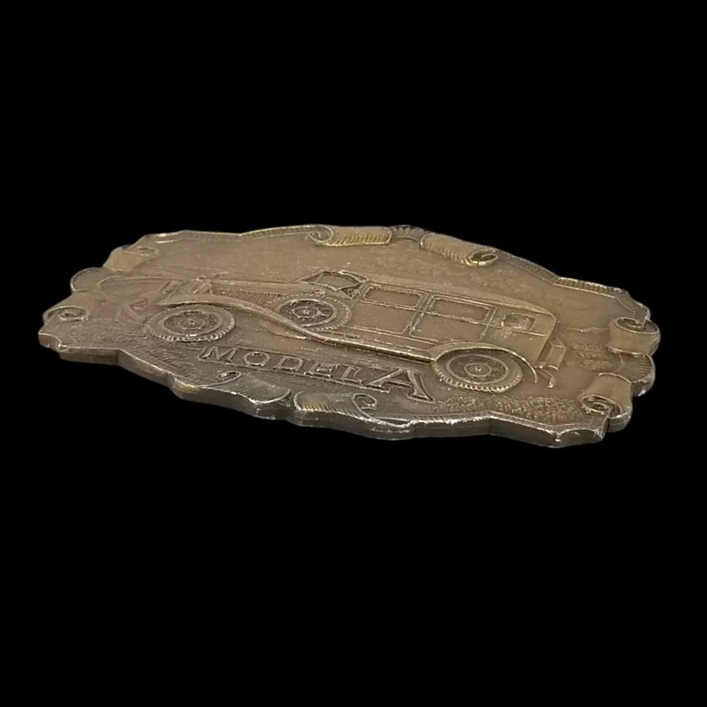 Bergamot‎ Brass Works Belt Buckle Ford Model A 1970s Vintage Car Brass Plated